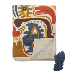 Bloomingville - Horus Plaid, Orange, Genanvendt Bomuld
