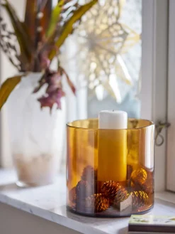 Bloomingville - Kahlah Lysestage, Brun, Genanvendt Glas