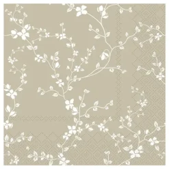 Chic Antique - Serviet - Blomster - 16x16 cm - Lys Latte