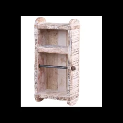 Chic Antique - Toiletrulleholder - Rustik i træ - 30x15x10 cm