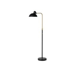 Fritz Hansen - Kaiser Idell 6580-F - Gulvlampe - Mat sort - Messing