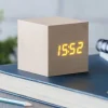 Gingko - Wooden Cube Click Clock Maple / Orange LED