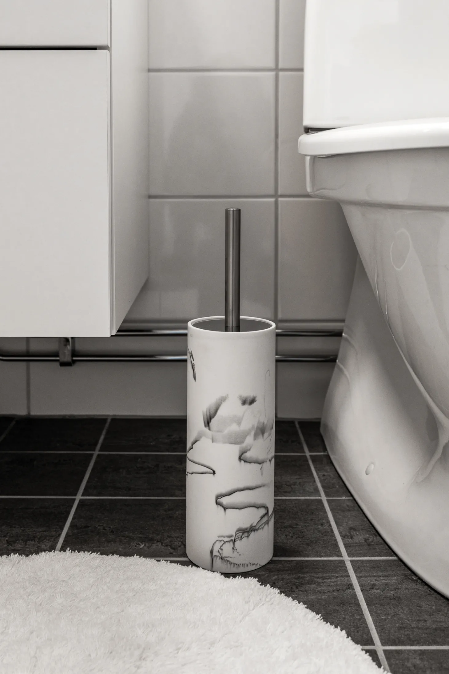 Habo - Toiletbørstesæt - Marble/Marmor - H: 36 cm