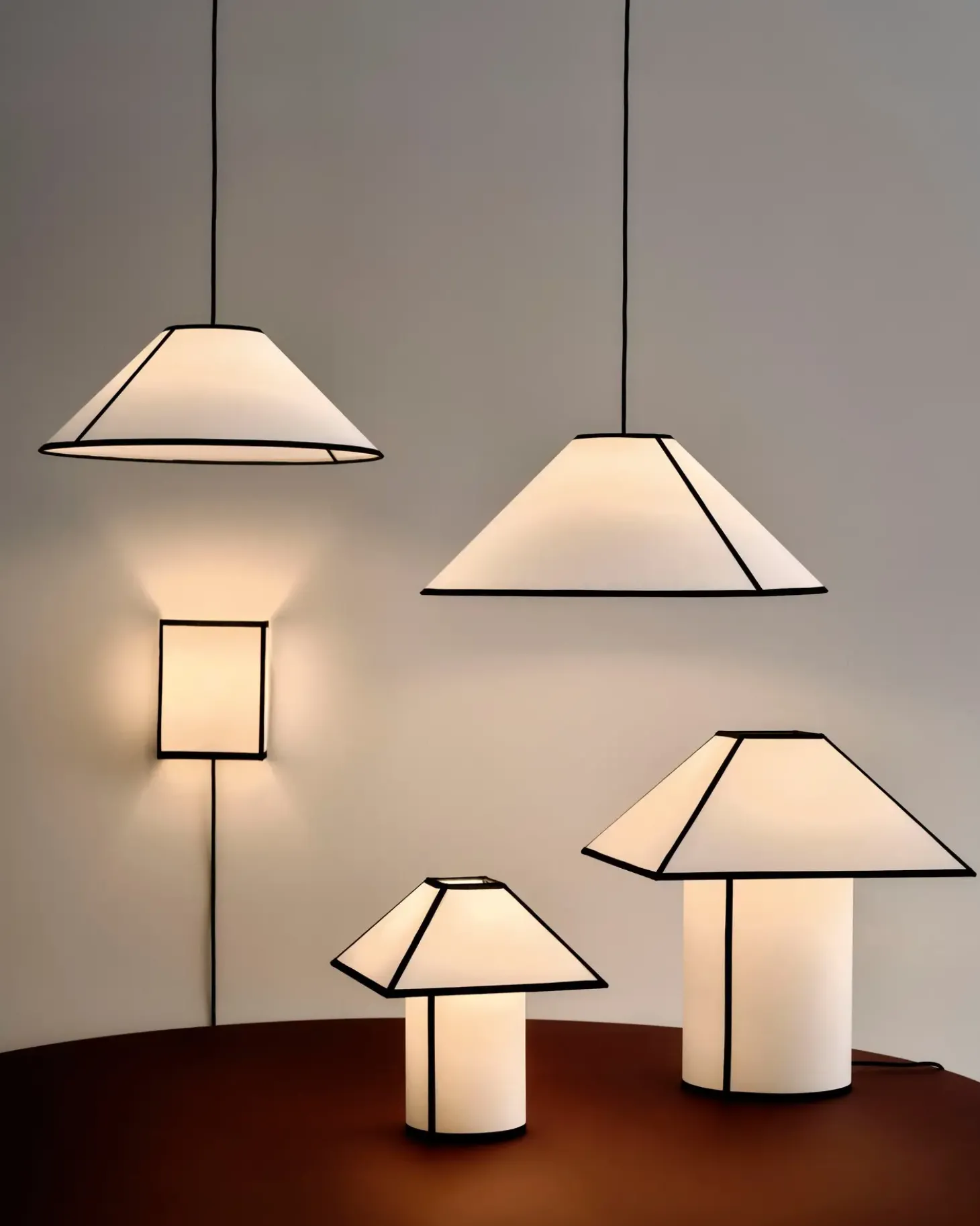 Hay - Bordlampe - Ava Pyramid - Sort/Hvid - H50 cm