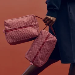 Hay - Grid Wash Bag - Medium - Burgundy
