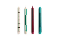 Hay - Pattern Candle - Greens and bordeaux, Set of 4