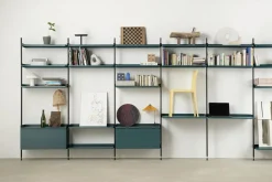 Hay - Reol - Pier System 1001 - 1 kolonne - Blå/Sort - 82 X 34 X 209 cm