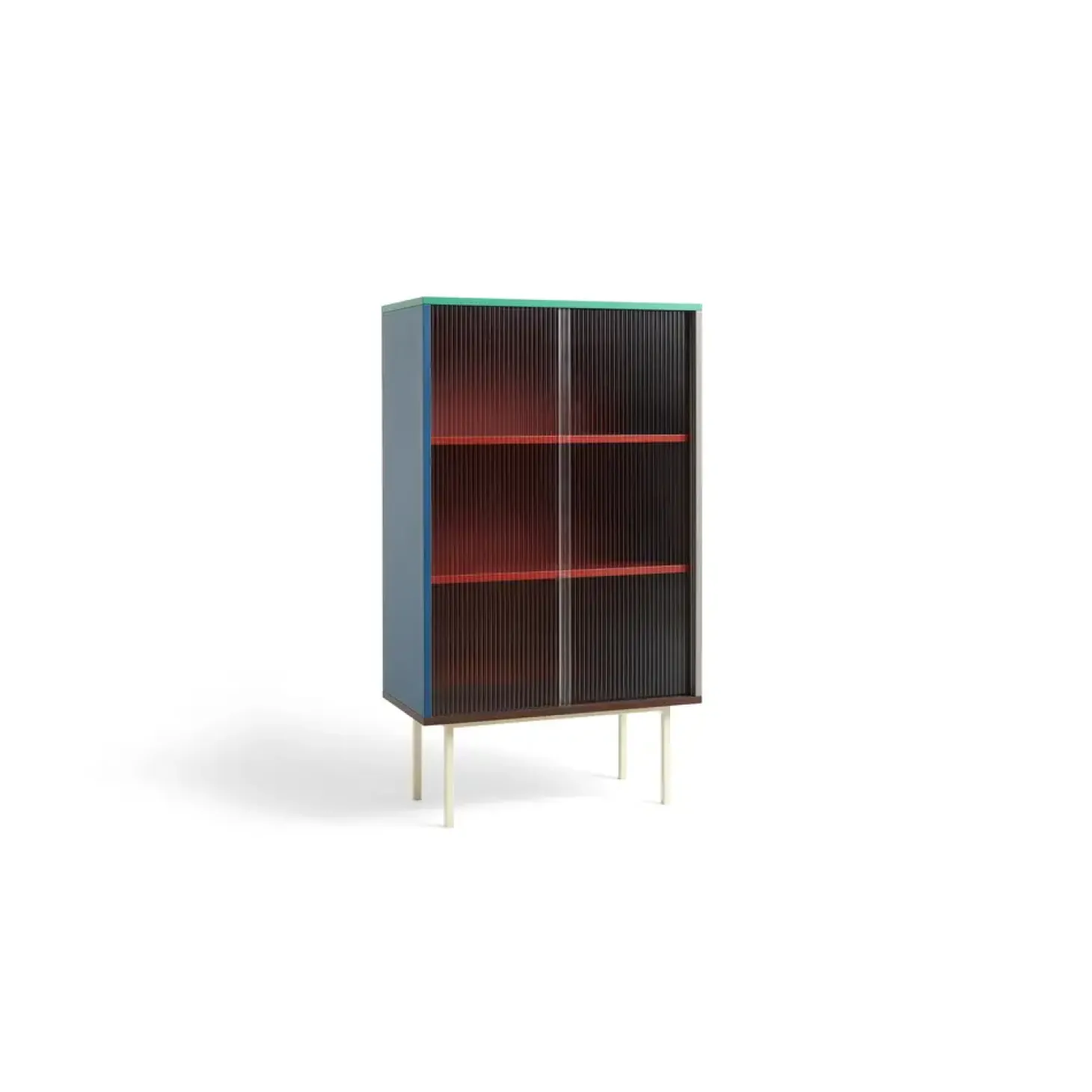 Hay - Reol til Gulv m. Glaslåger - Colour Cabinet - Multi farvet - Høj model, B75 X D39 X H130