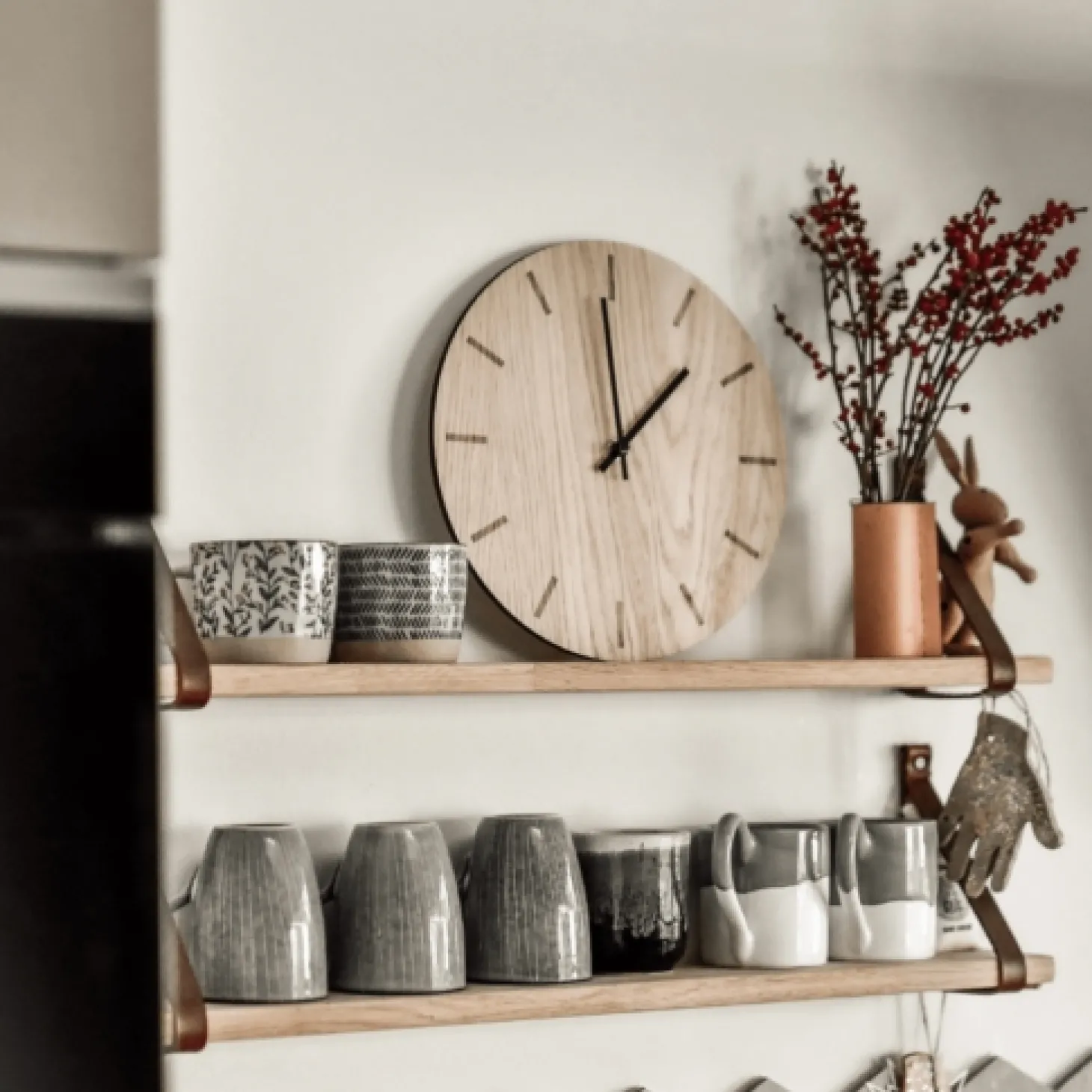 Hemverk - Vægur - Light Oak - Eg/Sort - Ø28 cm