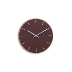 Hemverk - Vægur - Lys Eg/Burgundy - Sølv visere - Ø28 cm