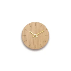 Hemverk - Vægur - Lys Eg - Ø12 cm - Guld visere