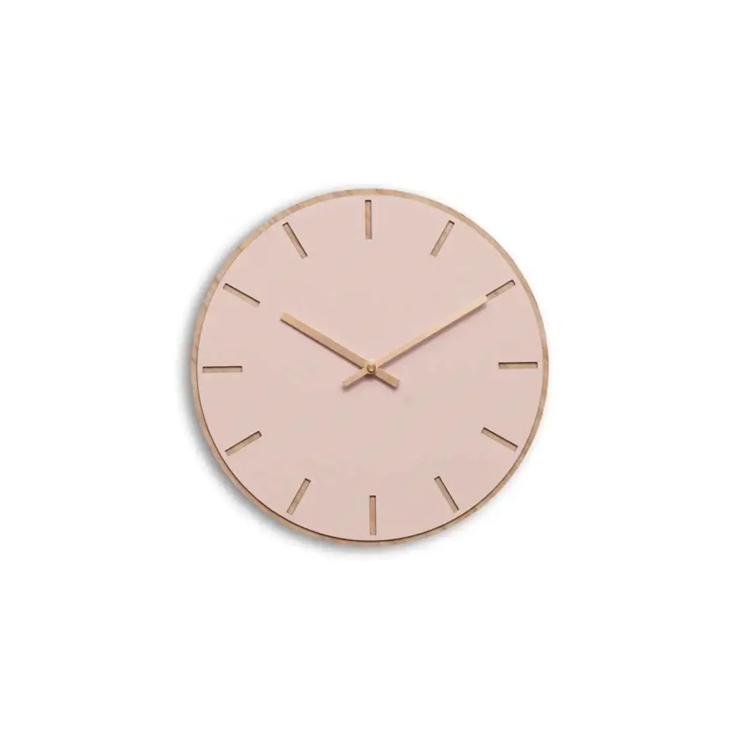 Hemverk - Vægur - Lys Eg/Powder Dusty Rose - Kobber visere - Ø28 cm