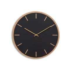 Hemverk - Vægur - Lys Eg/Sort - Guld visere - Ø38 cm