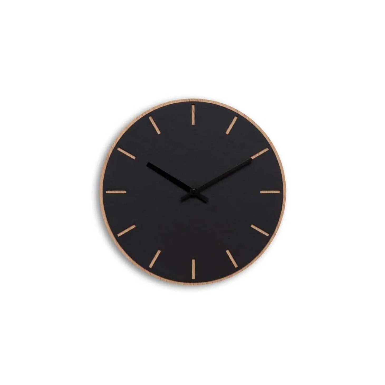 Hemverk - Vægur - Lys Eg/Sort - Sorte visere - Ø28 cm