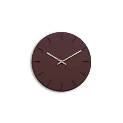 Hemverk - Vægur - Mørk Eg/Burgundy - Sølv visere - Ø28 cm
