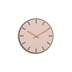 Hemverk - Vægur - Mørk Eg/Powder Dusty Rose - Guld visere - Ø28 cm