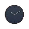 Hemverk - Vægur - Mørk Eg/Smokey Blue - Sølv visere - Ø38 cm