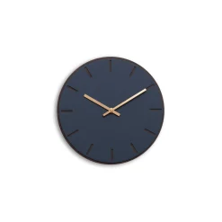 Hemverk - Vægur - Mørk Eg/Smokey Blue - Kobber visere - Ø28 cm