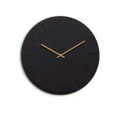 Hemverk - Vægur - Mørk Eg/Sort - Guld visere - Ø38 cm