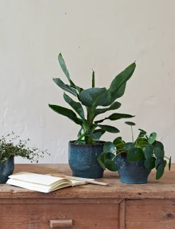 Knabstrup Keramik - urtepotteskjuler Ø 14,5 cm ocean green