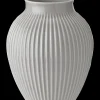 Knabstrup Keramik - vase H 27 cm ripple grey