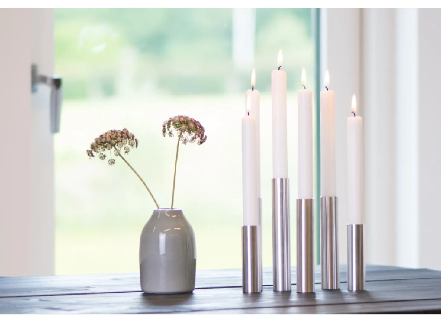 Kunstindustrien - Slim Light lysetage rustfri stål - Højde 14 cm