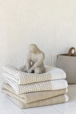 Mette Ditmer - FLINESTEN håndklæde, Sand / Off-white