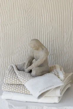 Mette Ditmer - GRID gæstehåndklæde, 2-pak, Sand / Off-white