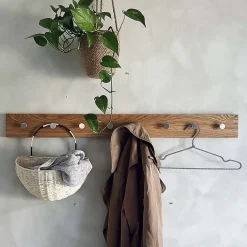 Moudhome - OAK Knagerække Egetræ Med Stål Knager - 100 cm