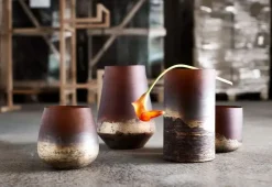 Muubs - Vase Lana 25 - Brown/Gold - Ø14 x H25 cm