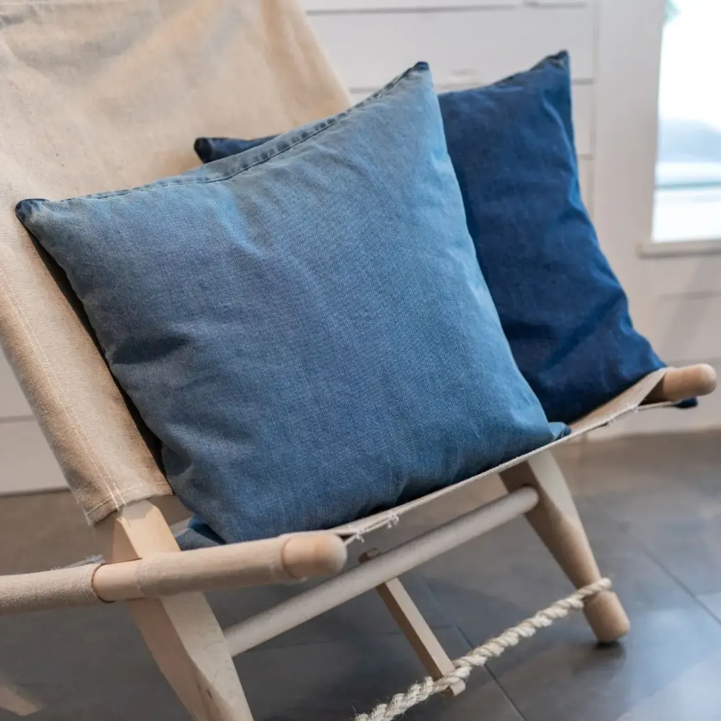 Never - Pudebetræk - Denim - Denim Hvid - 50x50 cm