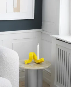 Normann Copenhagen - Lysestage - Crooked Candlestick One - Yellow / Gul