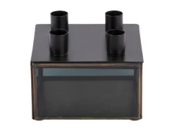 Present time - Candle holder Boxed square glass black