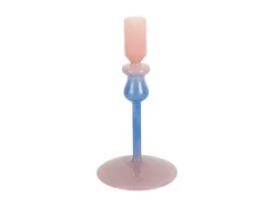 Present time - Candle holder Duo Colores small soft pink w. cobalt blue