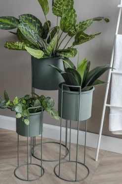Present time - Plant pot set Essence round iron jungle green