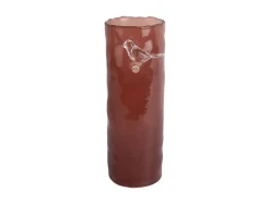 Present time - Vase Bird On Branch large red ochre