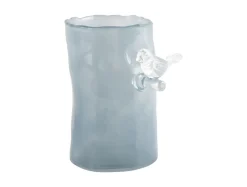 Present time - Vase Bird On Branch small misty blue