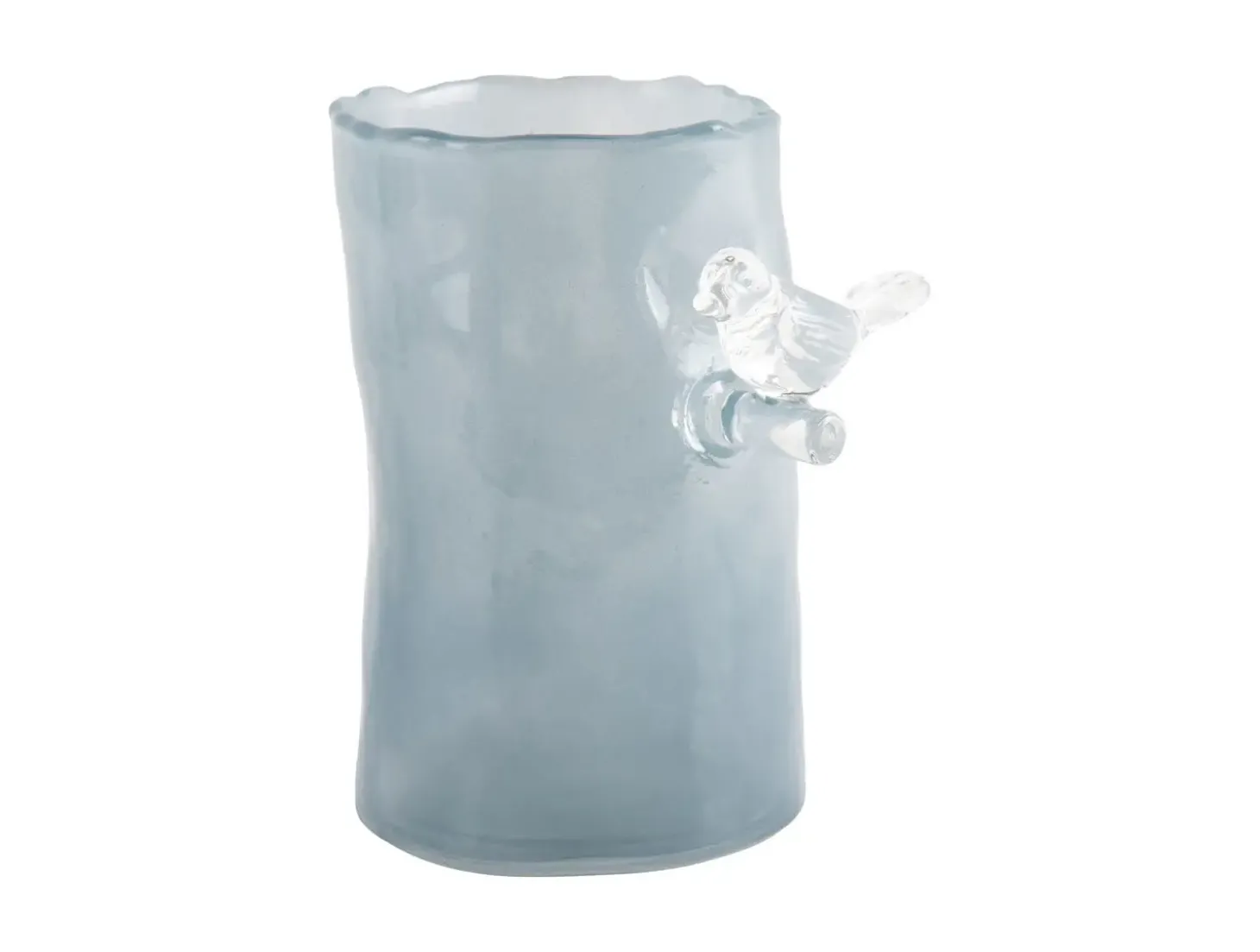 Present time - Vase Bird On Branch small misty blue