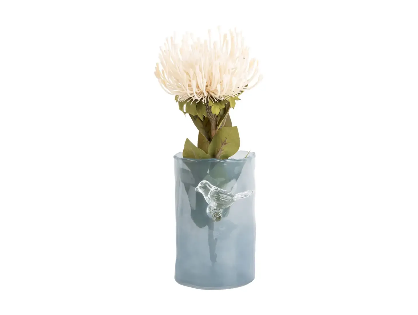 Present time - Vase Bird On Branch small misty blue
