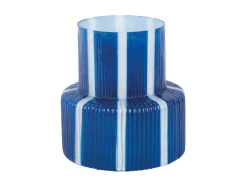 Present time - Vase Rayado Retro wide cobalt blue