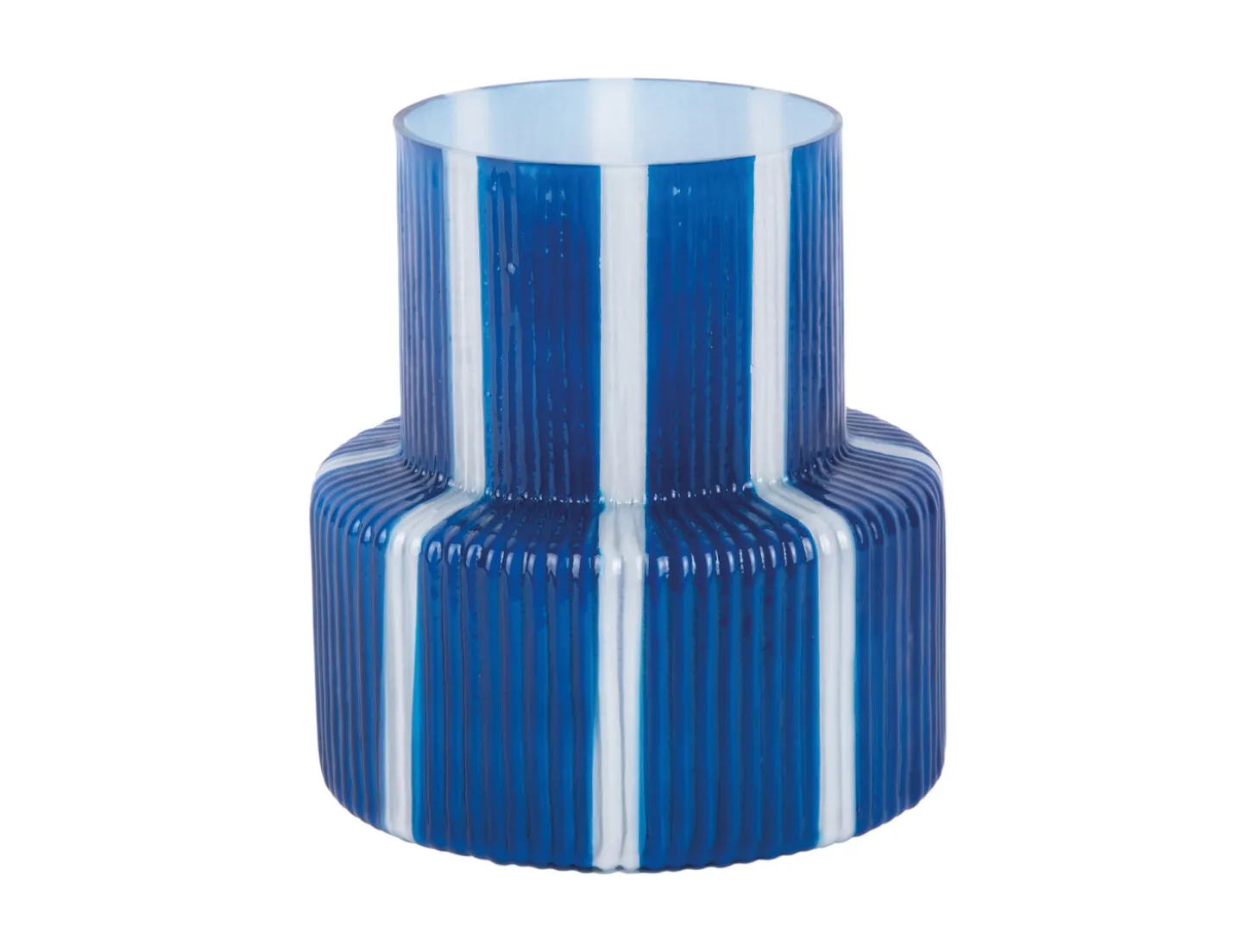 Present time - Vase Rayado Retro wide cobalt blue