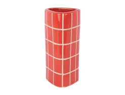 Present time - Vase Retro Tiles triangular medium bright scarlet red