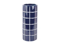 Present time - Vase Retro Tiles round medium cobalt blue