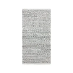 Rug Solid - Tæppe m. læder, light grey - 60x90 cm
