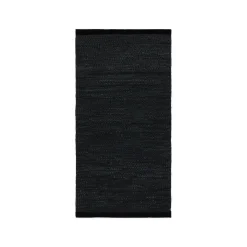 Rug Solid - Tæppe m. læder, sort - 65x135 cm