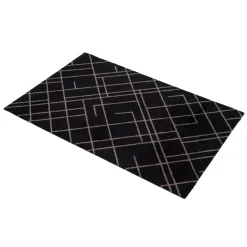 Tica Copenhagen - Smudsmåtte - Lines - Sort/Sand - 60x90 cm.