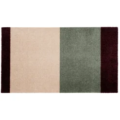 Tica Copenhagen - Smudsmåtte - Stripes Horizon - Grøn/Ivory/Bordeaux - 67x120 cm