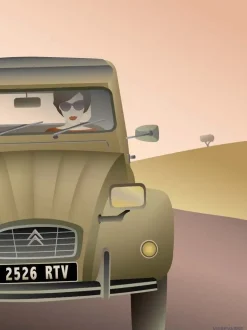 VISSEVASSE - 2CV Citroën plakat - 30x40 cm