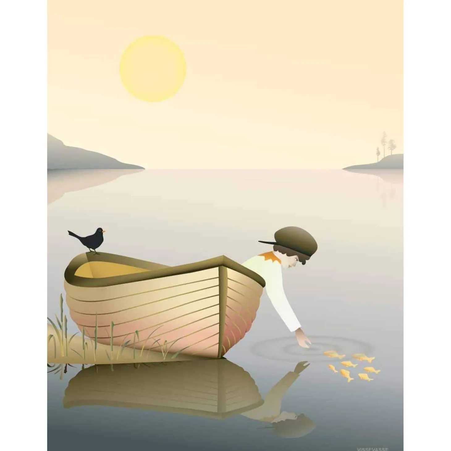 VISSEVASSE - Plakat - Boy in A Boat - 30x40 cm